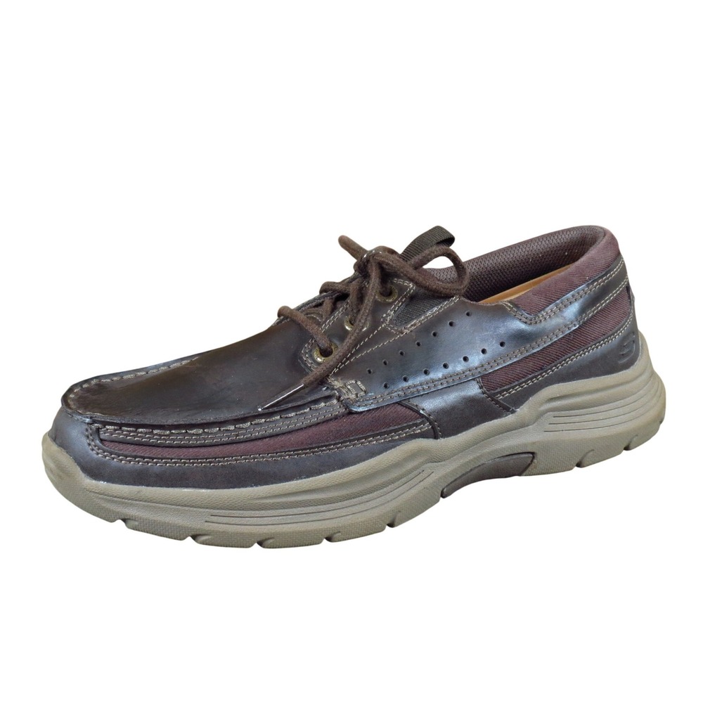 Skechers SN 66298 Mens Relaxed Fit Boat Shoe Size 9 Casual Walking Dark Brown